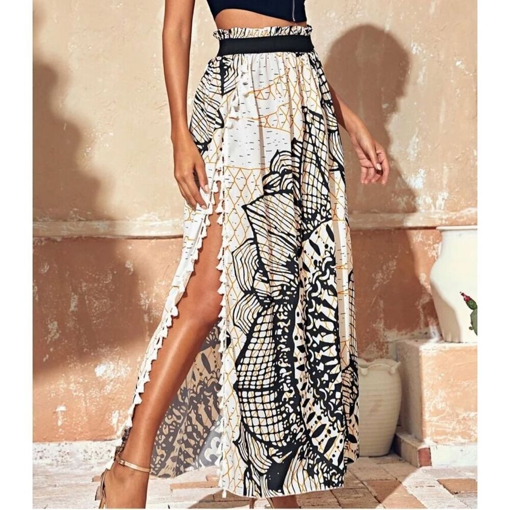 Tribal Print Split Skirt - image 2